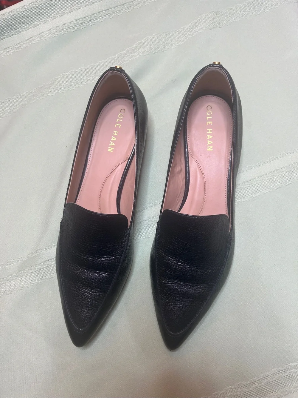 Cole Haan Black Pointed Leather Flats size 8.5